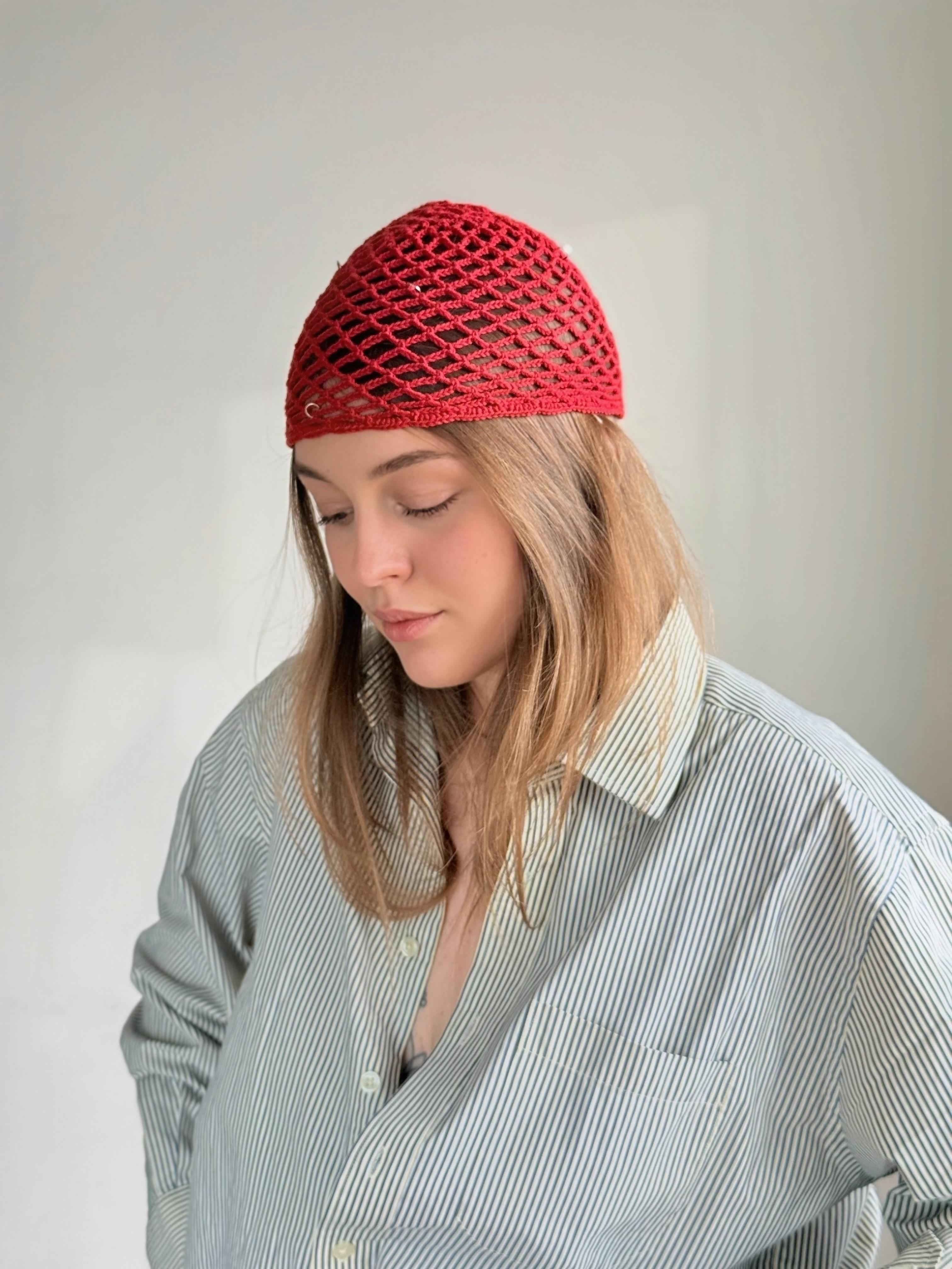 Шапка-сіточка з металевими кільцями image 5